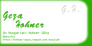 geza hohner business card